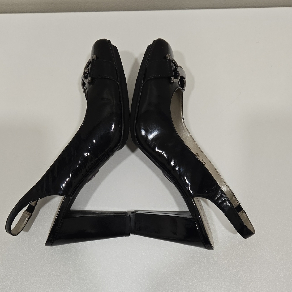 Me Too Glossy Black Slingback Heels - Picture 5 of 13